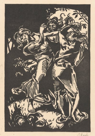 Salkım üzüm ve satir ile dans eden kadınlar by Johannes Josephus Aarts (signed by artist)