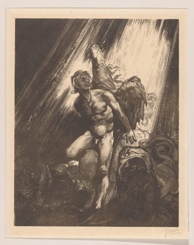 Bir kayaya yaslanmış düşmüş melek by Johannes Josephus Aarts (signed by artist)