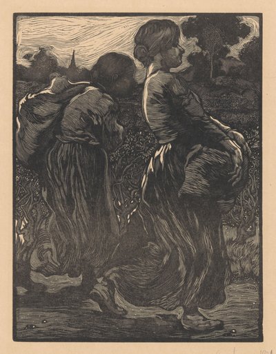 iki çiftlik işçisi by Johannes Josephus Aarts (signed by artist)