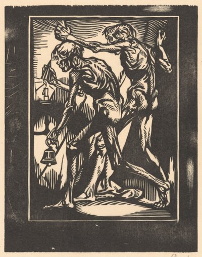 Çan ve mum söndürücü ile iki çıplak erkek figürü by Johannes Josephus Aarts (signed by artist)