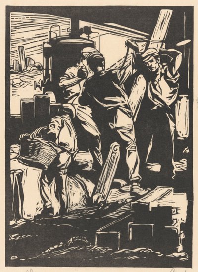 Dört bent işçisi by Johannes Josephus Aarts (signed by artist)