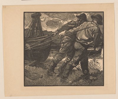 Kıyıda ipleri olan işçiler by Johannes Josephus Aarts