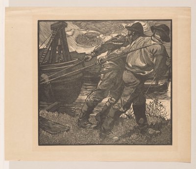 Kıyıda ipleri olan işçiler by Johannes Josephus Aarts