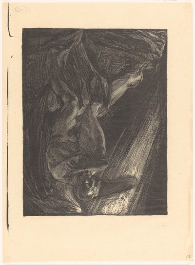 Bir kayanın üzerinde oturan düşmüş melek by Johannes Josephus Aarts