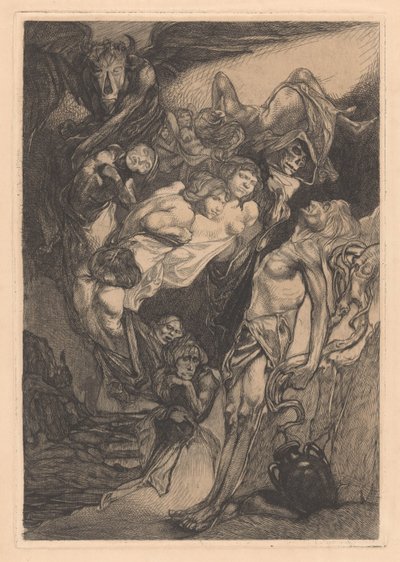 Canavarlar ve fantezi yaratıklar ile yarı çıplak adam by Johannes Josephus Aarts