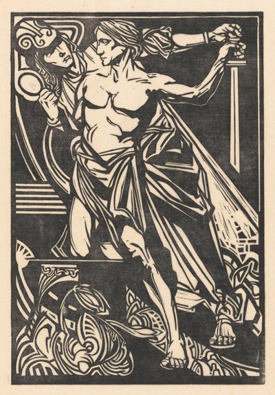 Erkek ve kadın kılıç ve ayna ile by Johannes Josephus Aarts