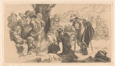 Bir ağacın yanında erkekler, kadınlar ve çocuklar by Johannes Josephus Aarts