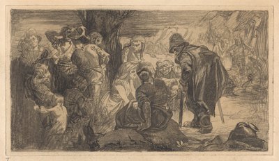 Bir ağacın yanında erkekler, kadınlar ve çocuklar by Johannes Josephus Aarts
