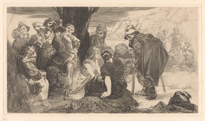 Bir ağacın yanında erkekler, kadınlar ve çocuklar by Johannes Josephus Aarts
