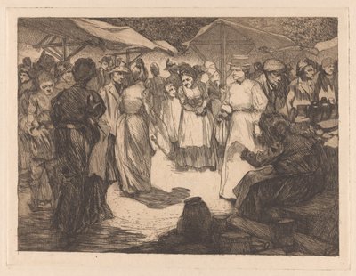 Erkekler ve kadınlar ile pazar sahnesi by Johannes Josephus Aarts