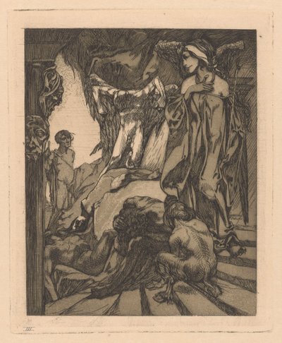 Oidipus ve Sfenks Sfenks'in Yanındaki Mağaradaki Oidipus (nesnedeki başlık) by Johannes Josephus Aarts