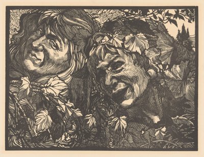 Asma yaprakları ile çevrili iki Bacchantes by Johannes Josephus Aarts
