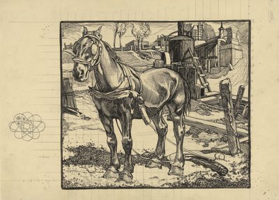 İş atı, bir kazık sürücüsü tarafından dinleniyor by Johannes Josephus Aarts