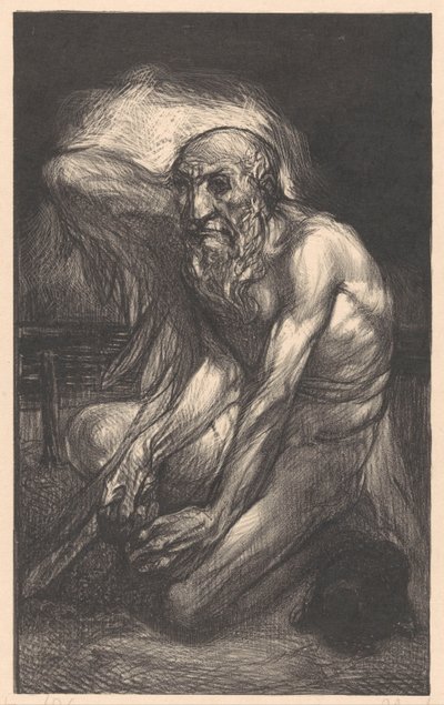 Kanatlı oturan sakallı adam by Johannes Josephus Aarts