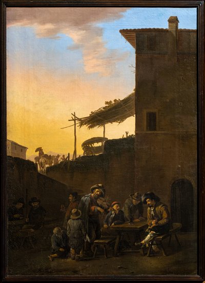 Bir İtalyan hanının önünde içki içenler by Johannes Lingelbach