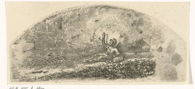 Duvara karşı oturan asker by Johannes Mock
