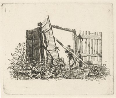 Açık bir kapıda iki figür by Johannes Mock
