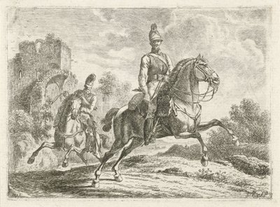 At sırtında iki asker by Johannes Mock
