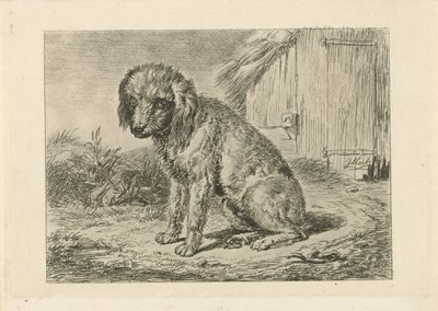 Bir ahırda oturan köpek by Johannes Mock