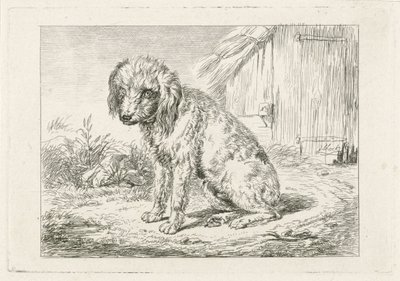 Bir ahırda oturan köpek by Johannes Mock