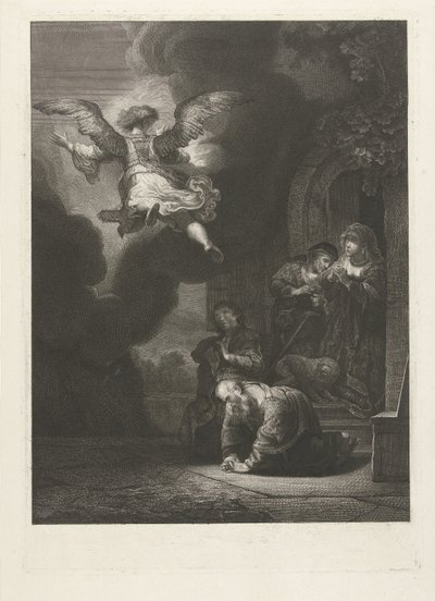 Melek, Tobias ve ailesini terk eder. by Johannes Pieter de Frey