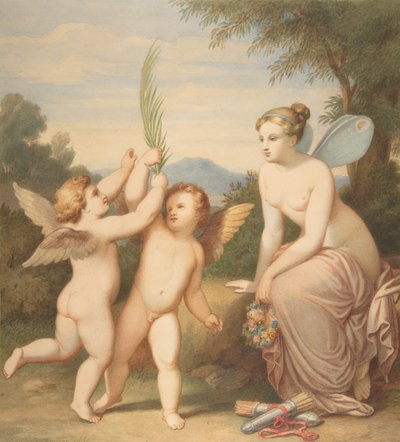 Eros ve Anteros Psyche ile Onlara Bakarken, 1810-60. by Johannes Riepenhausen