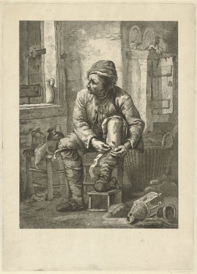 Adam bacağını bandajlar by Johannes Schoenmakers
