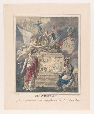 Jan Carel Josephus van Speijk için alegorik cenaze anıtı Ölümsüz Kahraman J.C.J.