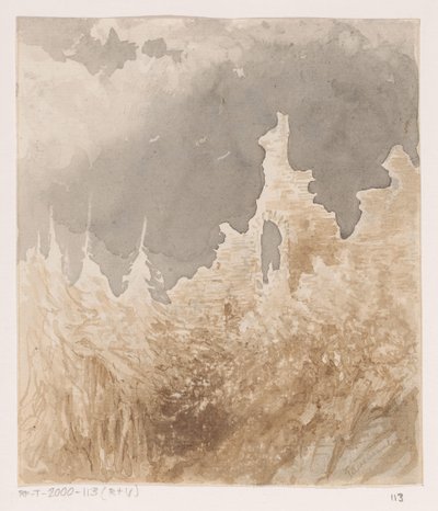 Ağaçlar arasında harabe by Johannes Tavenraat (signed by artist)