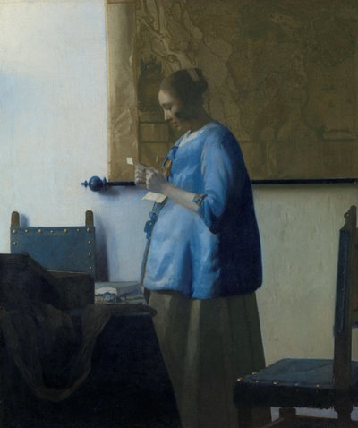 Mavili Kadın Mektup Okumak Kadın Mektup Okuma by Johannes Vermeer