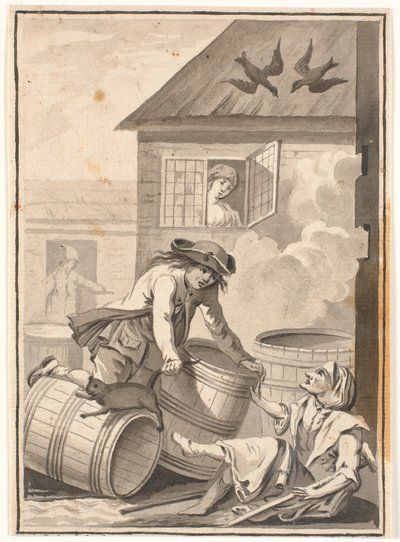 Jens Blok ve Gunild. Ludvig Holberg için çizim: Peder Paars 1772. (2. kitap, 3. şarkı) by Johannes Wiedewelt