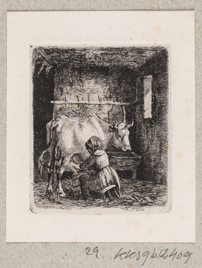 Bir kız bir inek sağıyor by Johannes Wilhelm Zillen