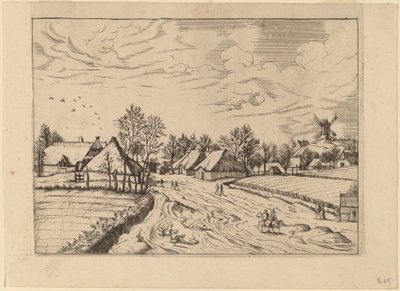 Posta Değirmeni ile Köy Köyü by Johannes and Lucas van Doetechum after Master of the Small Landscapes
