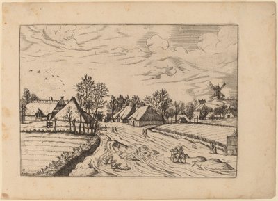 Posta Değirmeni ile Köy Köyü by Johannes and Lucas van Doetechum after Master of the Small Landscapes
