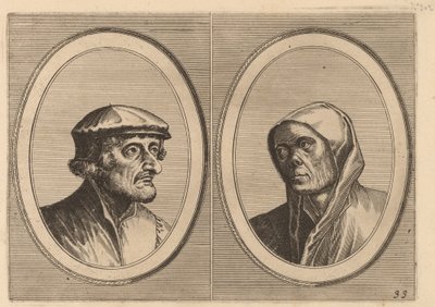 "Voorsichtighe Krijn" ve "Broentje Spaer-pots" by Johannes and Lucas van Doetechum after Pieter Bruegel the Elder