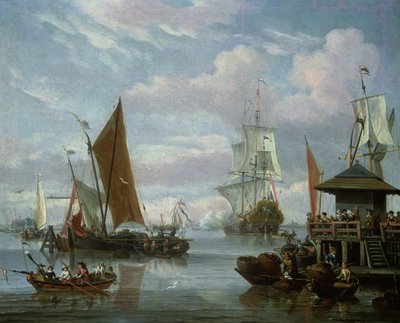 Tekneler ve Balıkçı ile Haliç Sahnesi by Johannes de Blaauw