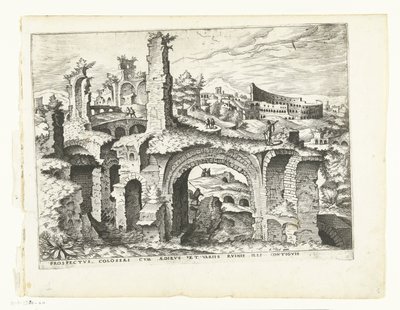 Kolezyum manzarası Roma kalıntıları, 1561 (dizi başlığı) by Johannes of Lucas van Doetechum (attributed to)