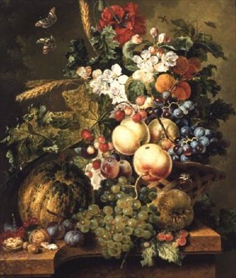 Mermer Kenarda Meyve ve Çiçekler by Johannes or Jacobus Linthorst