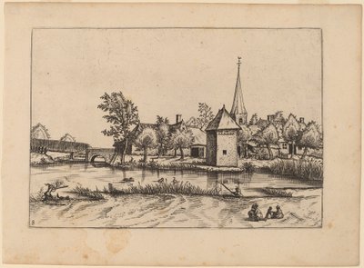 Kilise ve Köprü ile Köy Köyü by Johannes van Doetechum, the Elder and Lucas