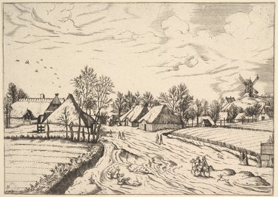 Posta Değirmeni ile Köy Köyü by Johannes van Doetecum I
