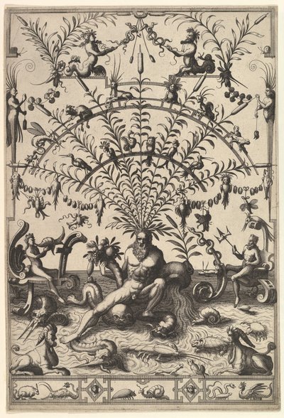 Nehir Tanrısı ile Modern Grotesk Dekorasyon, 1557. by Johannes van Doetecum I