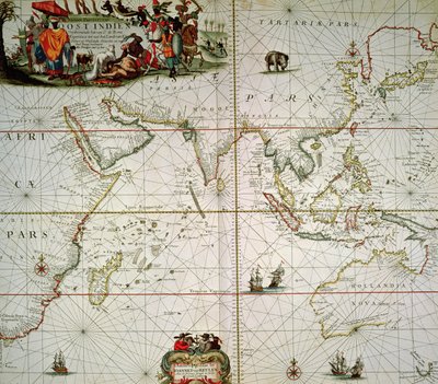 Afrika, Hindistan, Hint Okyanusu ve Doğu Hint Adaları Haritası by Johannes van Keulen