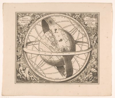 Hemelkaart van de aarde volgens het stelsel van Ptolemy Dünyanın gök daireleriyle çevrili yeri (nesne üzerindeki başlık) by Johannes van Loon