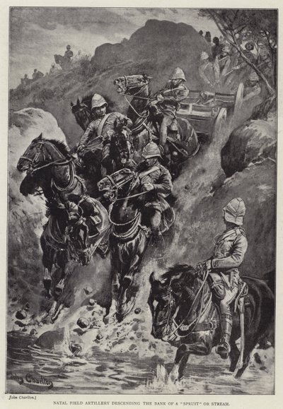 Natal Tarla Topçusu bir "Spruit" veya Akıntının Kıyısına iniyor (lito) by John (after) Charlton