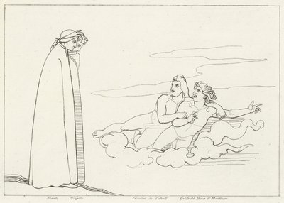 Guido Di Brettinaro ile Bir Konuşma, Araf, Canto 14 (gravür) by John (after) Flaxman