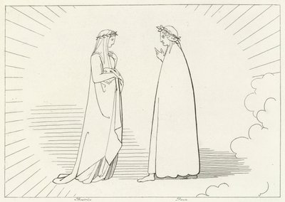 Beatrice ve Dante, Cennet, Canto 7 (gravür) by John (after) Flaxman
