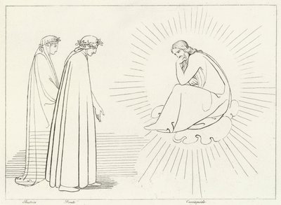 Dante Cacciaguida ile Söylev, Cennet, Canto 17 (gravür) by John (after) Flaxman