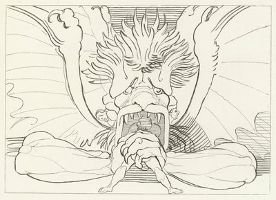 Dis veya Lucifer, Inferno, Canto 34 (gravür) by John (after) Flaxman