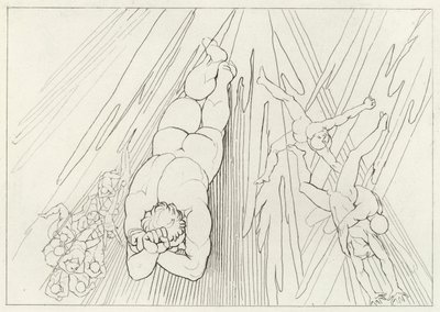 Lucifer, Araf, Canto 12 (gravür) by John (after) Flaxman