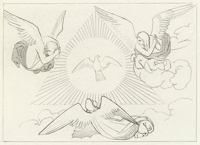 Üçlü Birliğe Tapınma, Cennet, Kanto 13 (gravür) by John (after) Flaxman